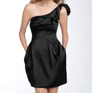 BCBGMAXAZRIA “MONACO” ONE SHOULDER SATIN DRESS